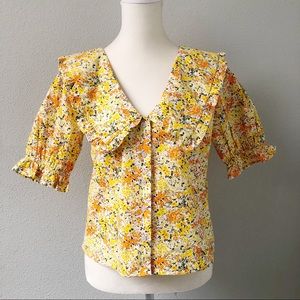 Nasty Gal Floral Puff Sleeve Blouse